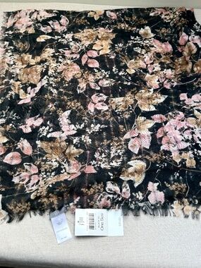 J Jill Black Floral Scarf Shawl Wrap New With Tags NWT